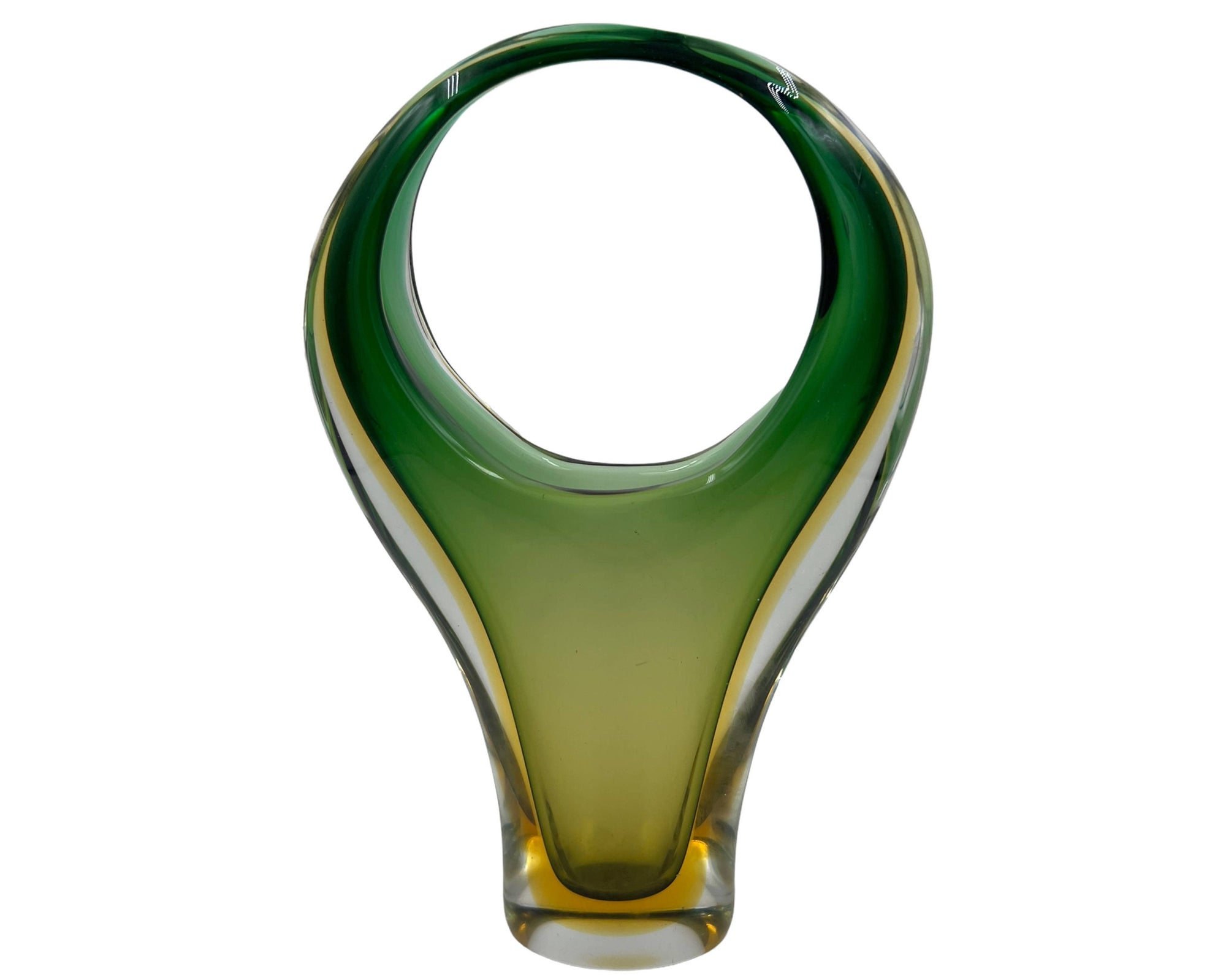 Vintage Murano Glass Sommerso Basket Vase Archimede Seguso 9.13 - Poppy's Vintage Clothing