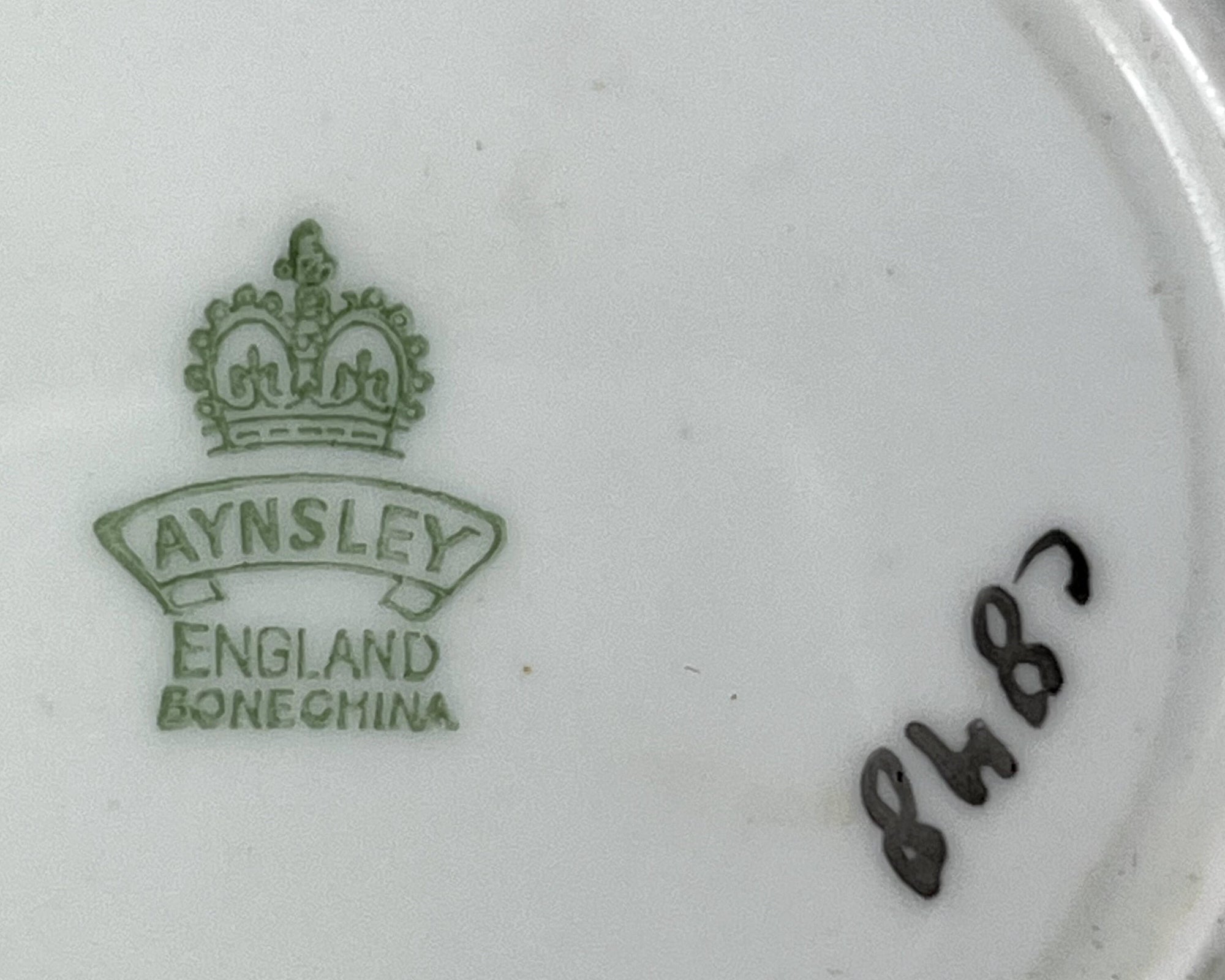 Vintage 1930s Aynsley Bone China Tea Cup & Saucer Green Floral Lace C848 - Poppy's Vintage Clothing