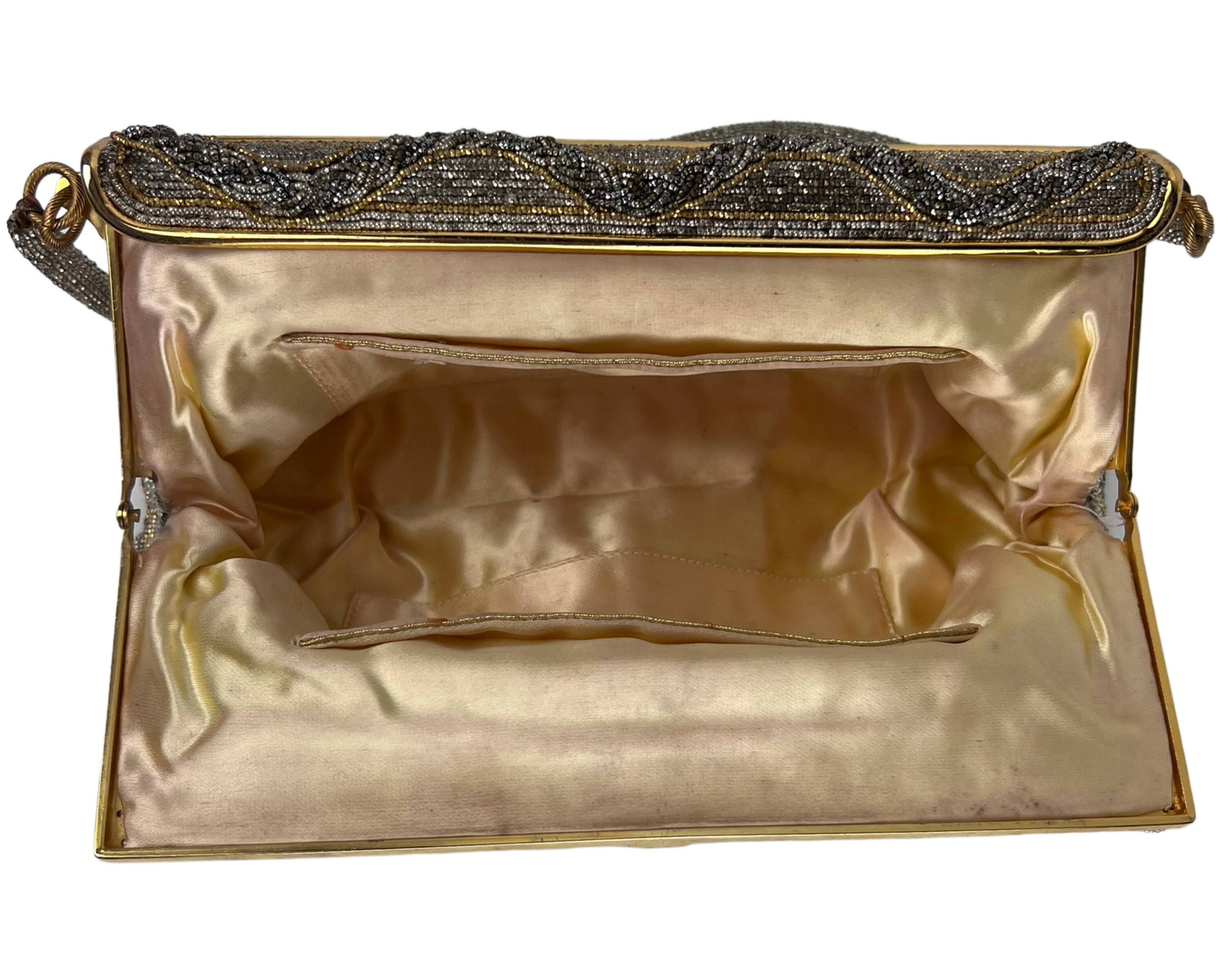 Vintage 1950s Morabito Paris Evening Purse Micro Steel Beaded Bag Made in France - Poppy's Vintage Clothing