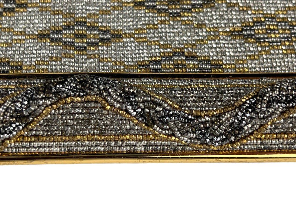Vintage 1950s Morabito Paris Evening Purse Micro Steel Beaded Bag Made in France - Poppy's Vintage Clothing