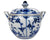 Antique 19th c Tettau Porcelain Sugar Bowl Strawflower / Blue Onion Kniglich privilegierte Porzellanmanufaktur - Poppy's Vintage Clothing