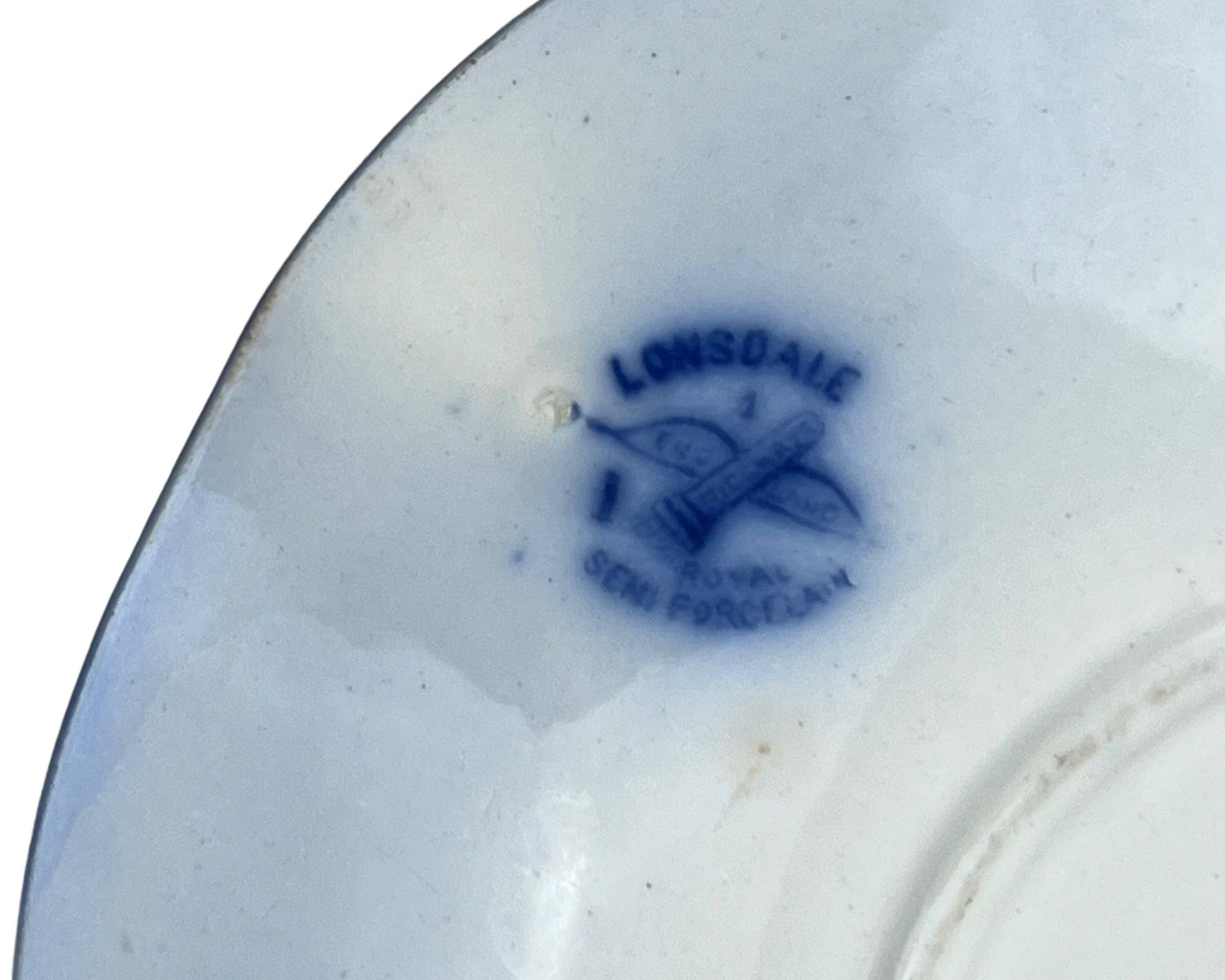 Antique Ridgways Lonsdale Flow Blue Saucer c 1904 - Poppy's Vintage Clothing
