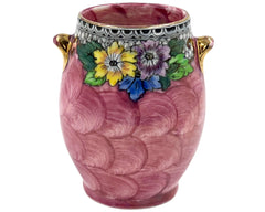 Art Deco Maling Pottery Mini Vase Honeycomb and Daisy Rose Pink 3.75 - Poppy's Vintage Clothing