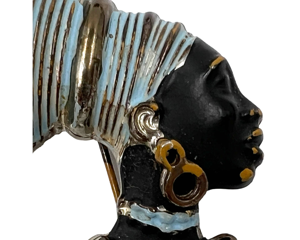 Vintage 1940s 50s Nubian Queen Brooch African Head - Poppy's Vintage Clothing