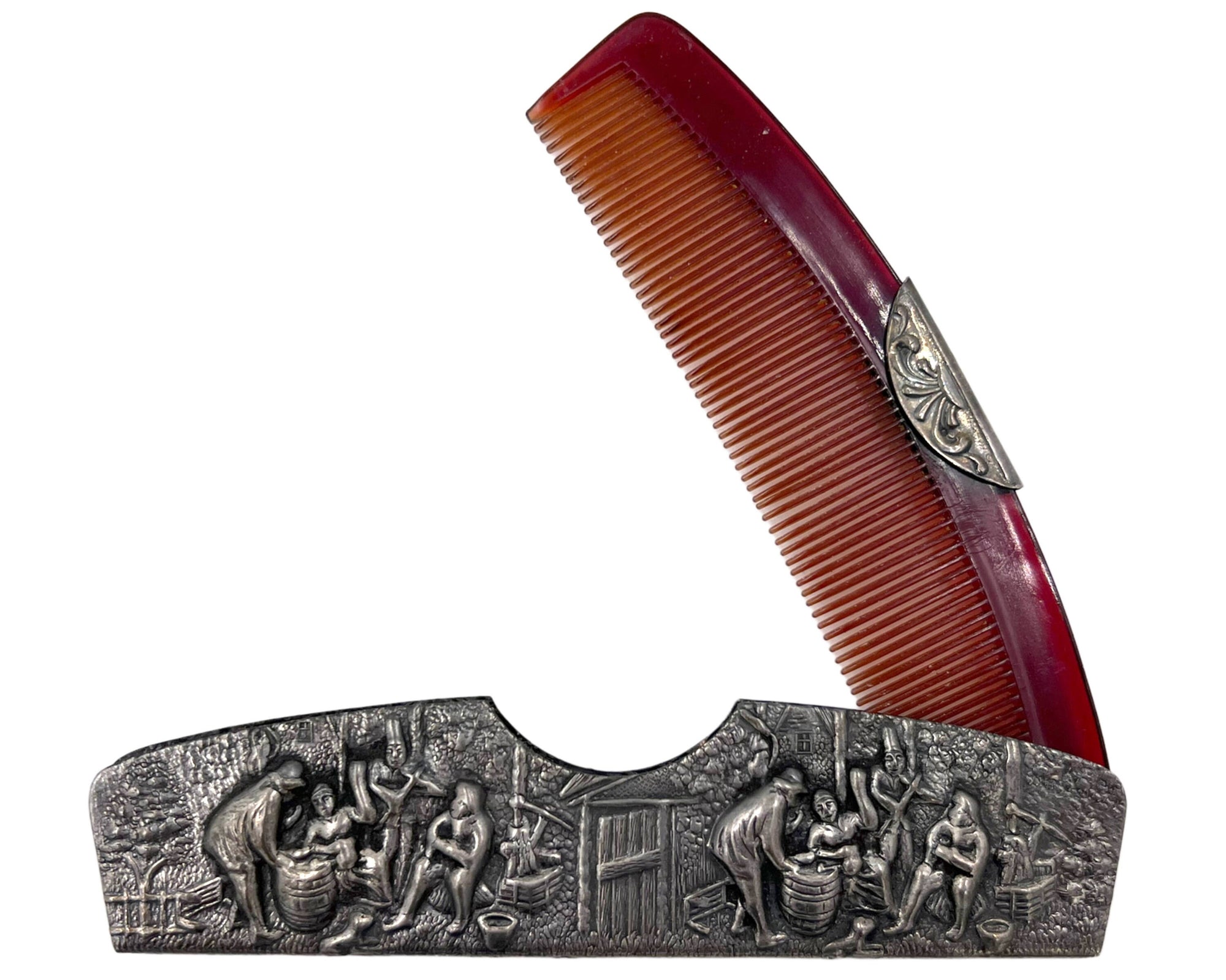 Vintage Hans Jensen Denmark Silver Plate Mirror & Comb Set - Poppy's Vintage Clothing