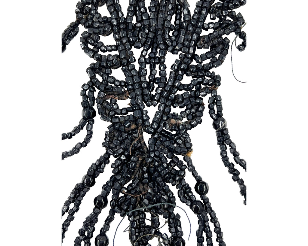 Authentic Antique Victorian Jet Bead Fringed Bib Necklace Jewelry - Poppy's Vintage Clothing