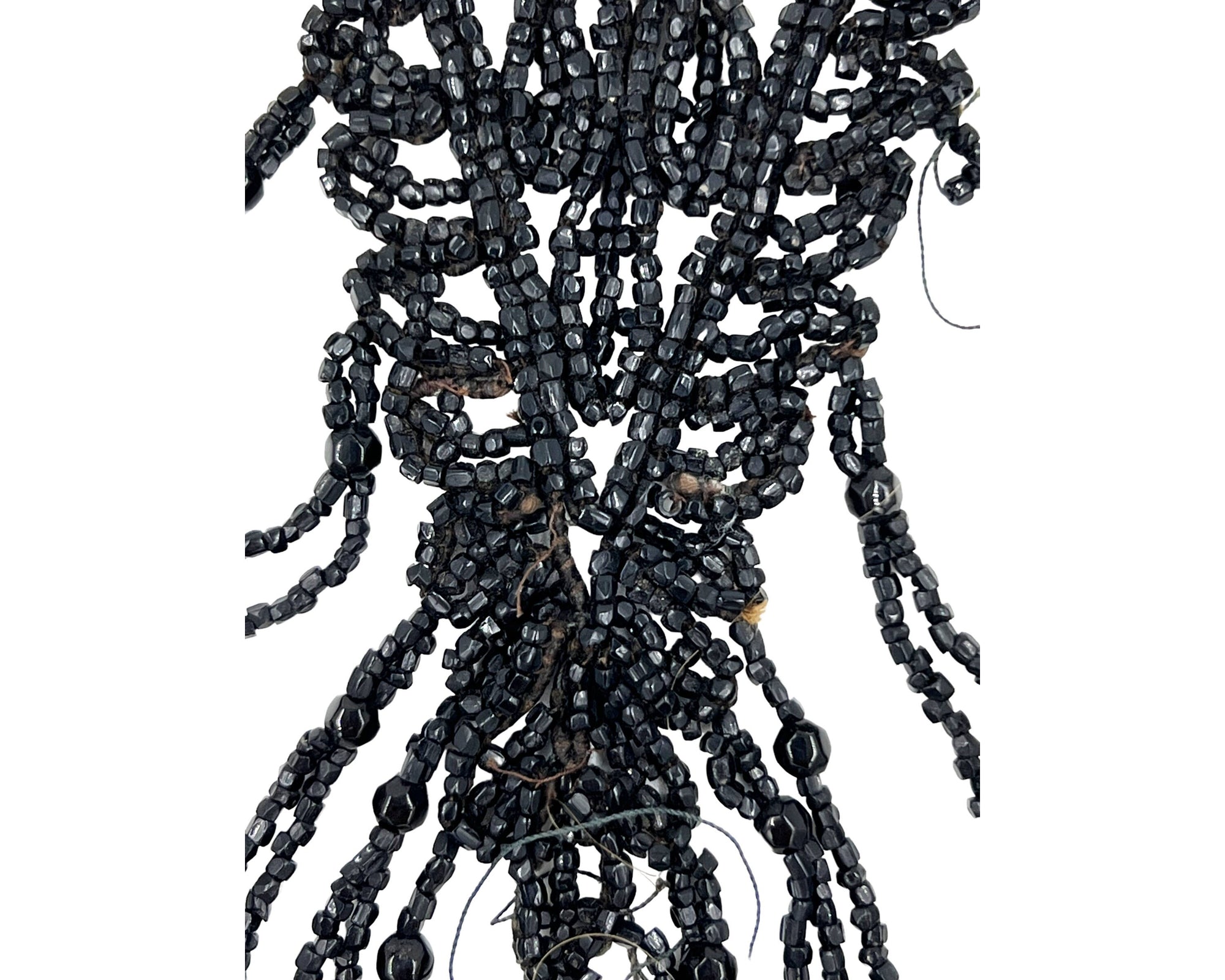 Authentic Antique Victorian Jet Bead Fringed Bib Necklace Jewelry - Poppy's Vintage Clothing