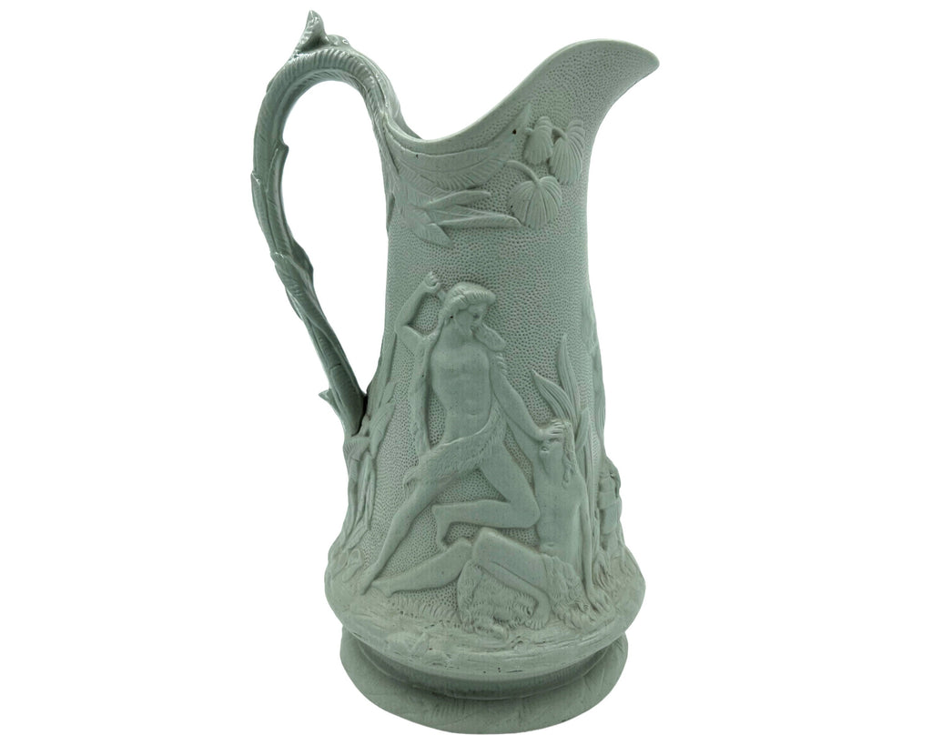 Antique Molded Relief Pottery Jug Pitcher The Death of Abel Edward Walley c 1850 Biblical Scenes - Poppy's Vintage Clothing