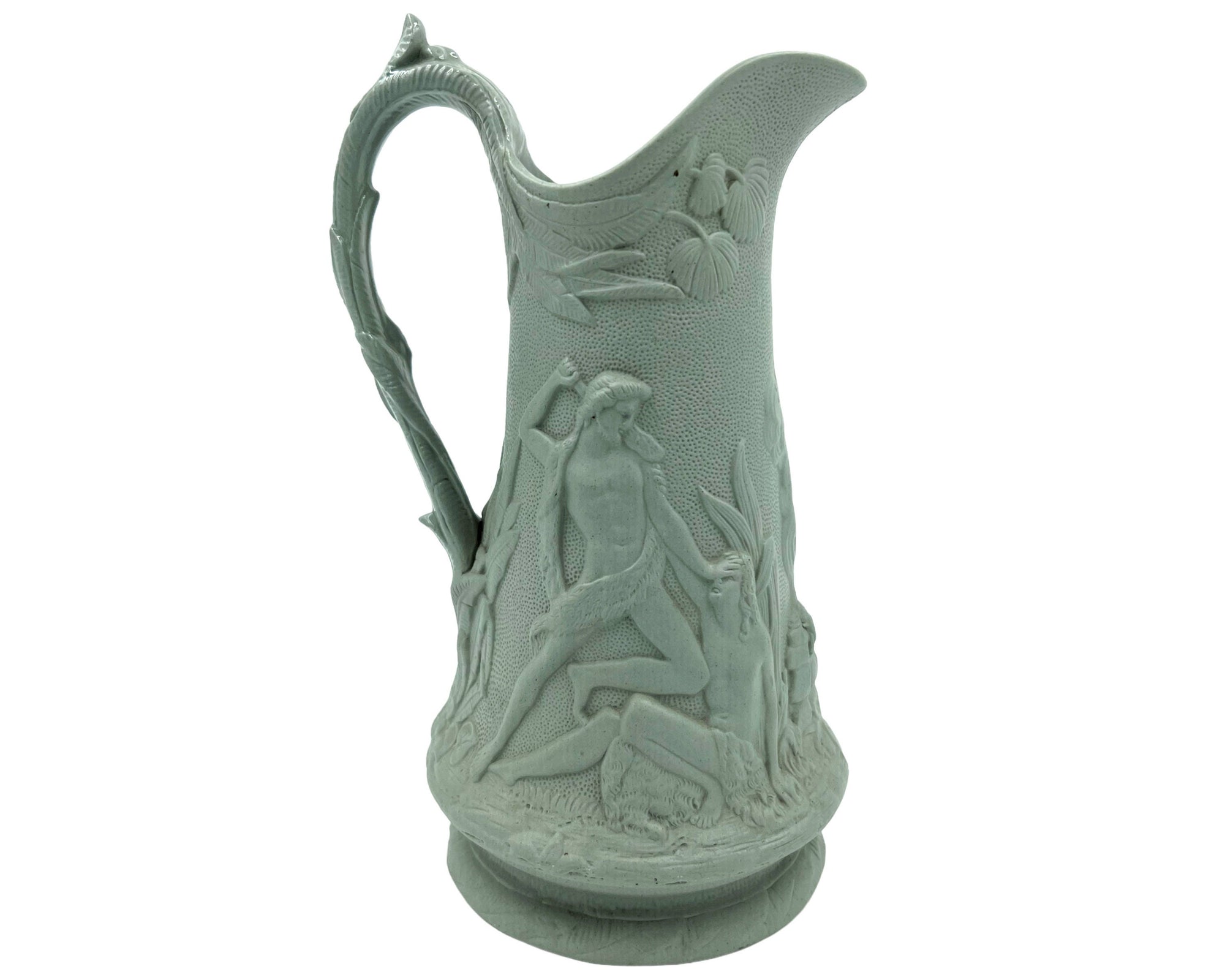 Antique Molded Relief Pottery Jug Pitcher The Death of Abel Edward Walley c 1850 Biblical Scenes - Poppy's Vintage Clothing