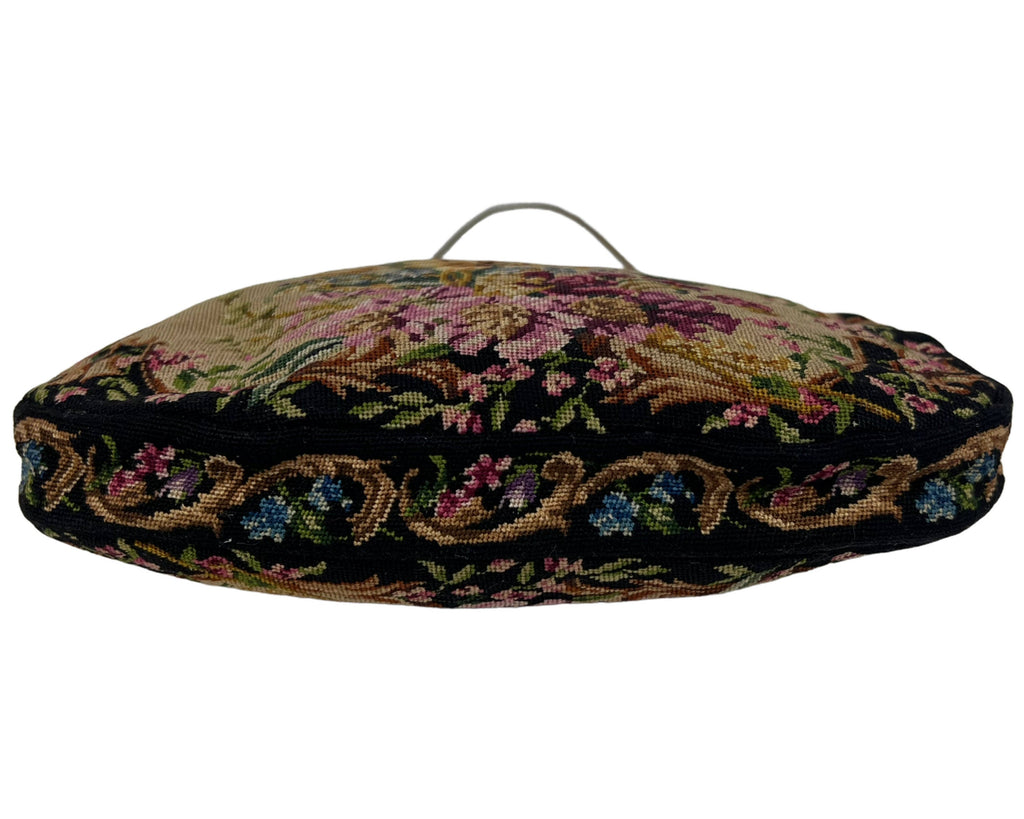 Vintage Petit Point Purse Floral Pattern with Jeweled Ormolu Frame - Poppy's Vintage Clothing