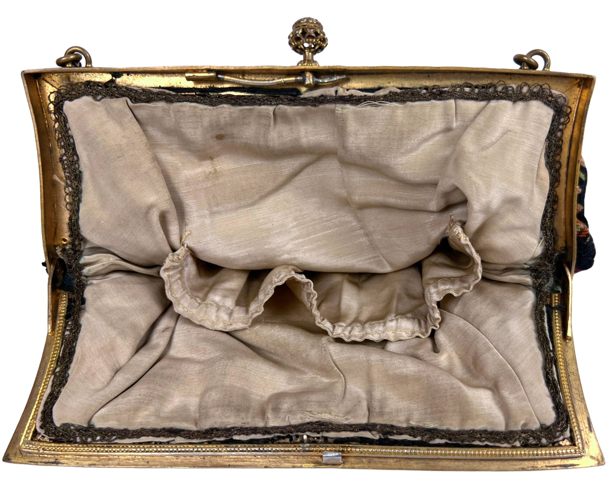 Vintage Petit Point Purse Floral Pattern with Jeweled Ormolu Frame - Poppy's Vintage Clothing