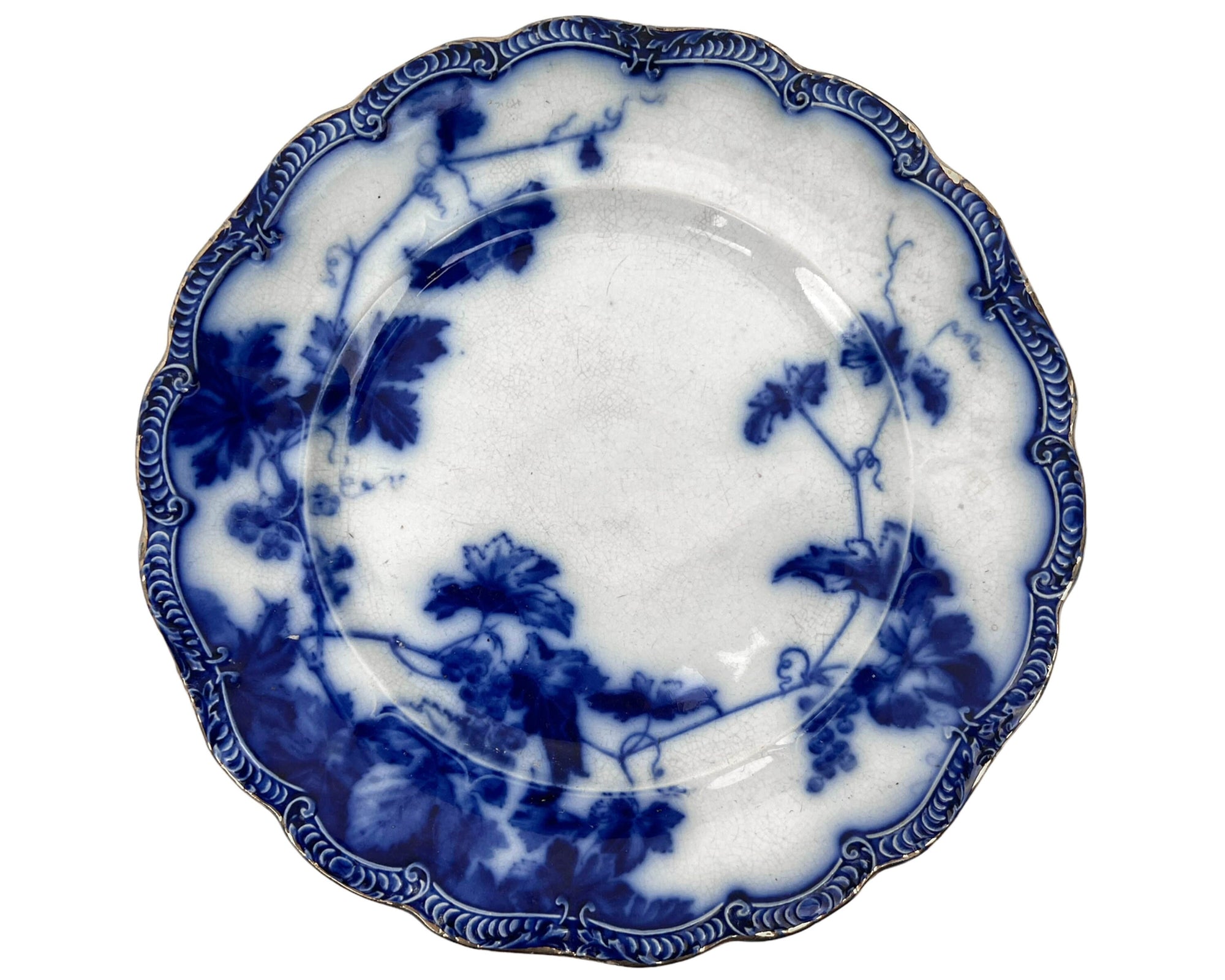 Antique Ridgways Lonsdale Flow Blue Plate c 1910 - Poppy's Vintage Clothing