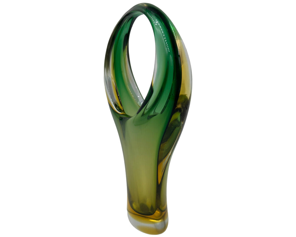 Vintage Murano Glass Sommerso Basket Vase Archimede Seguso 9.13 - Poppy's Vintage Clothing