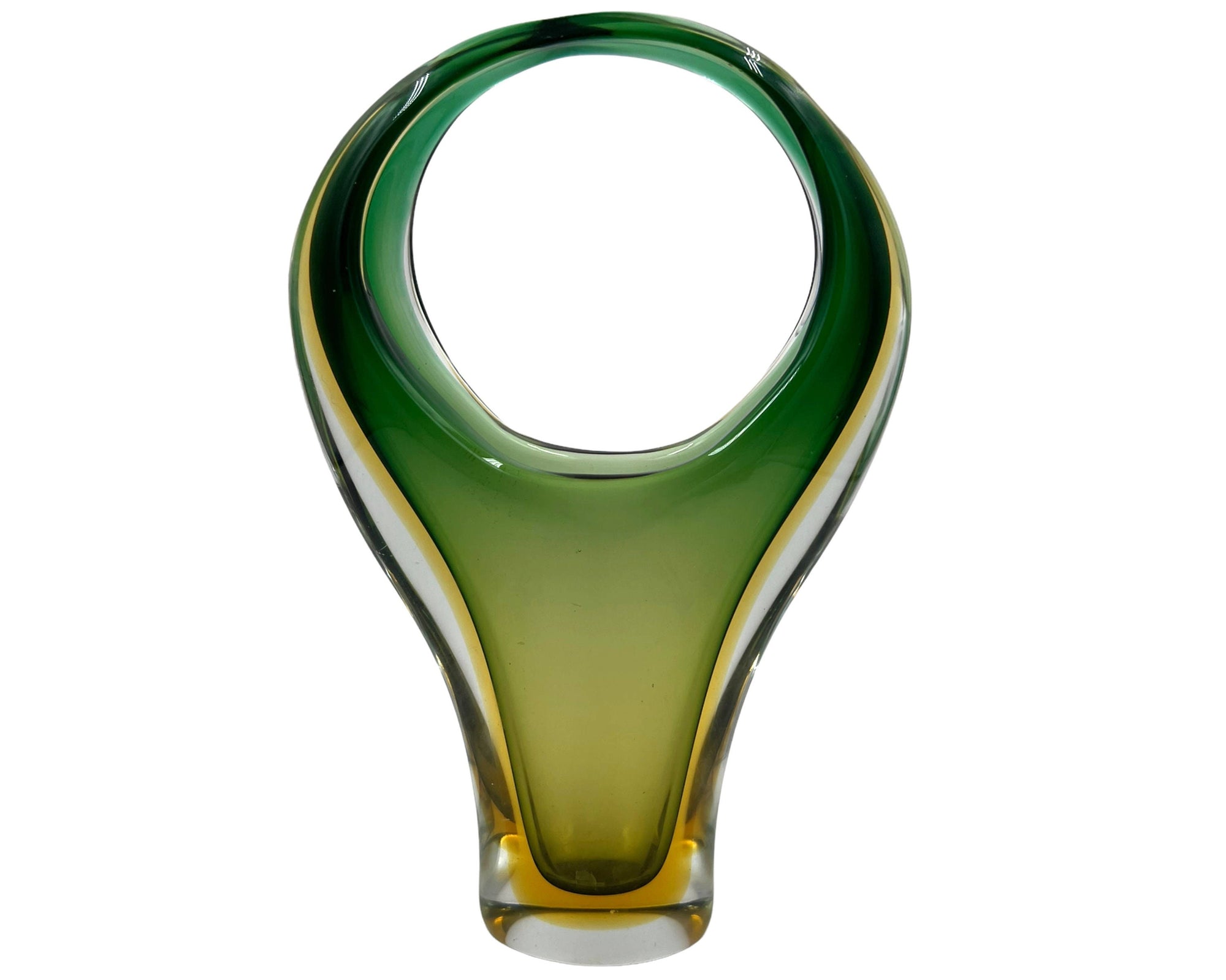 Vintage Murano Glass Sommerso Basket Vase Archimede Seguso 9.13 - Poppy's Vintage Clothing