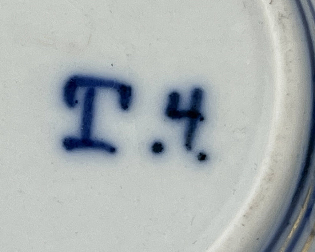 Antique 19th c Tettau Porcelain Sugar Bowl Strawflower / Blue Onion Kniglich privilegierte Porzellanmanufaktur - Poppy's Vintage Clothing