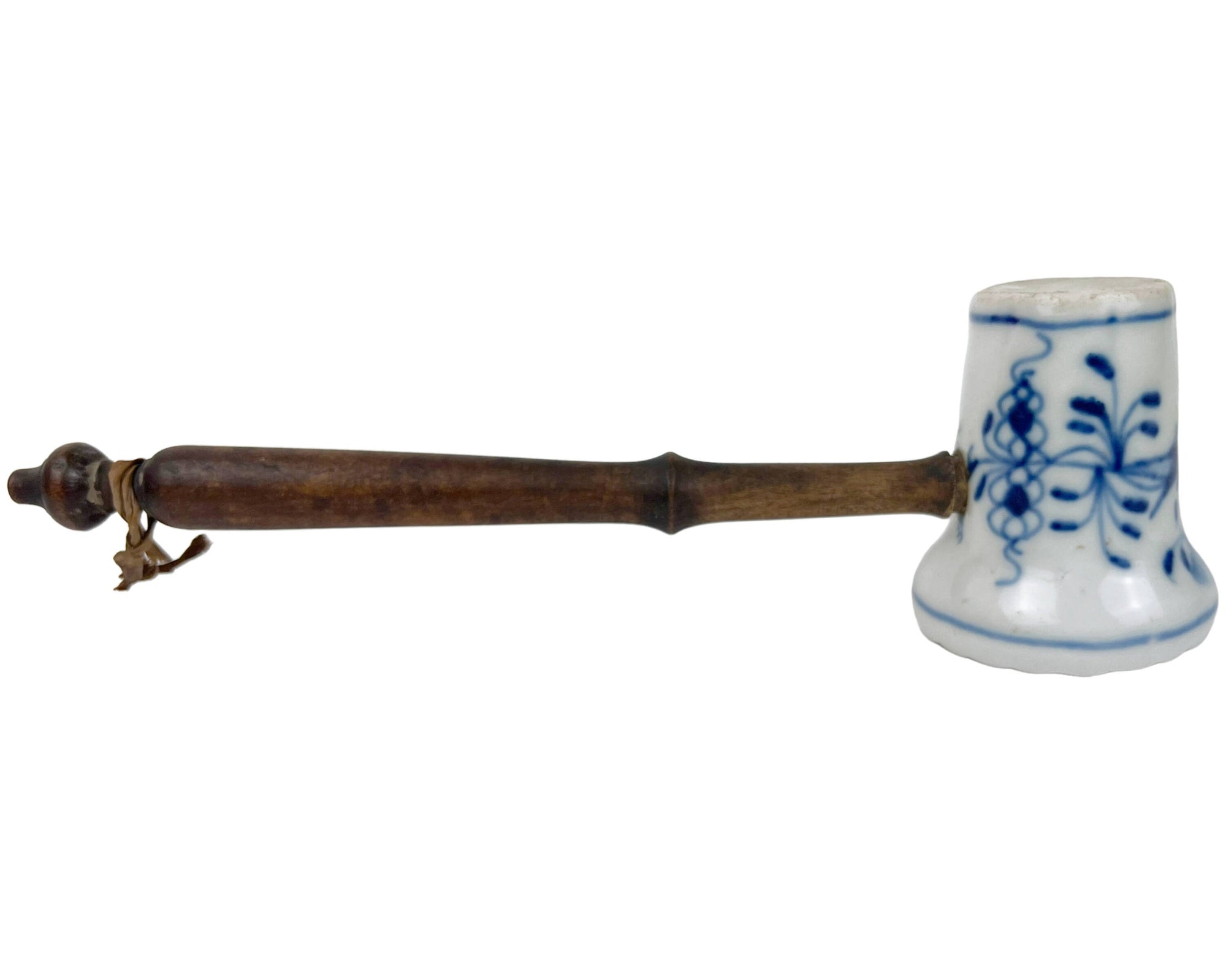 Antique Blue Onion Meat Tenderizer Mallet Pounder Ironstone with Wood Handle - Poppy's Vintage Clothing