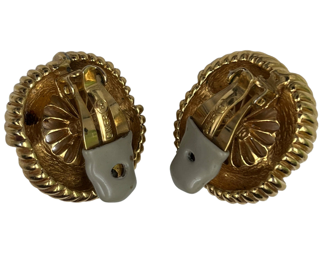 Vintage 1970s Ciner Pearl Earrings Gold Plated Signed - Poppy's Vintage Clothing