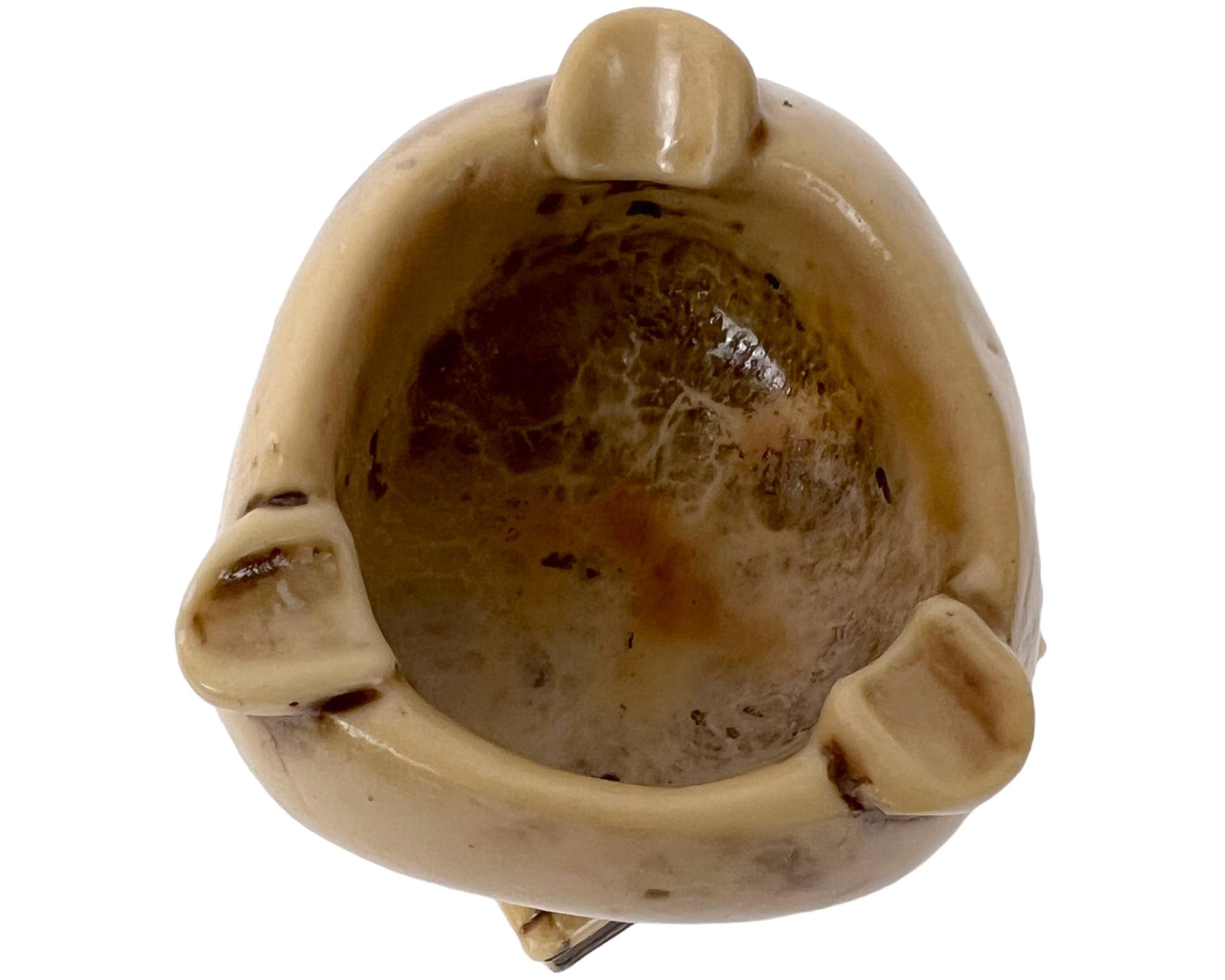 Vintage 1960s Italian Skull Ashtray Cast Ebonite Made in Italy - Poppy's Vintage Clothing