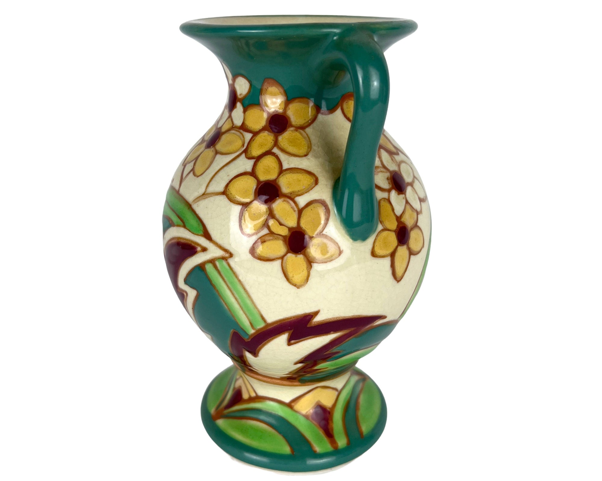 1930s Art Deco Awaji Japanese Pottery Vase 7.125 - Poppy's Vintage Clothing
