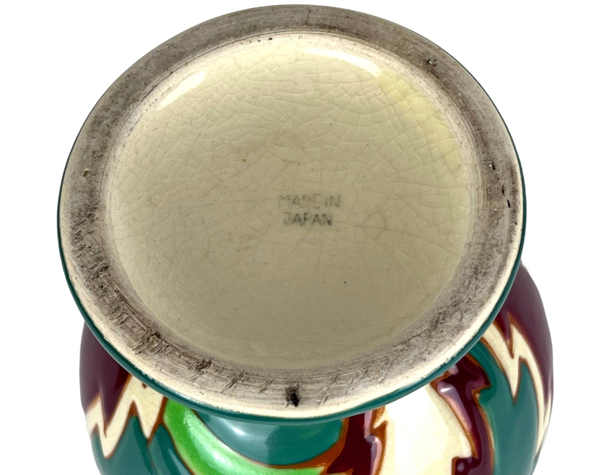1930s Art Deco Awaji Japanese Pottery Vase 7.125 - Poppy's Vintage Clothing