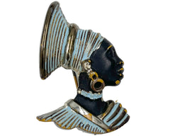 Vintage 1940s 50s Nubian Queen Brooch African Head - Poppy's Vintage Clothing