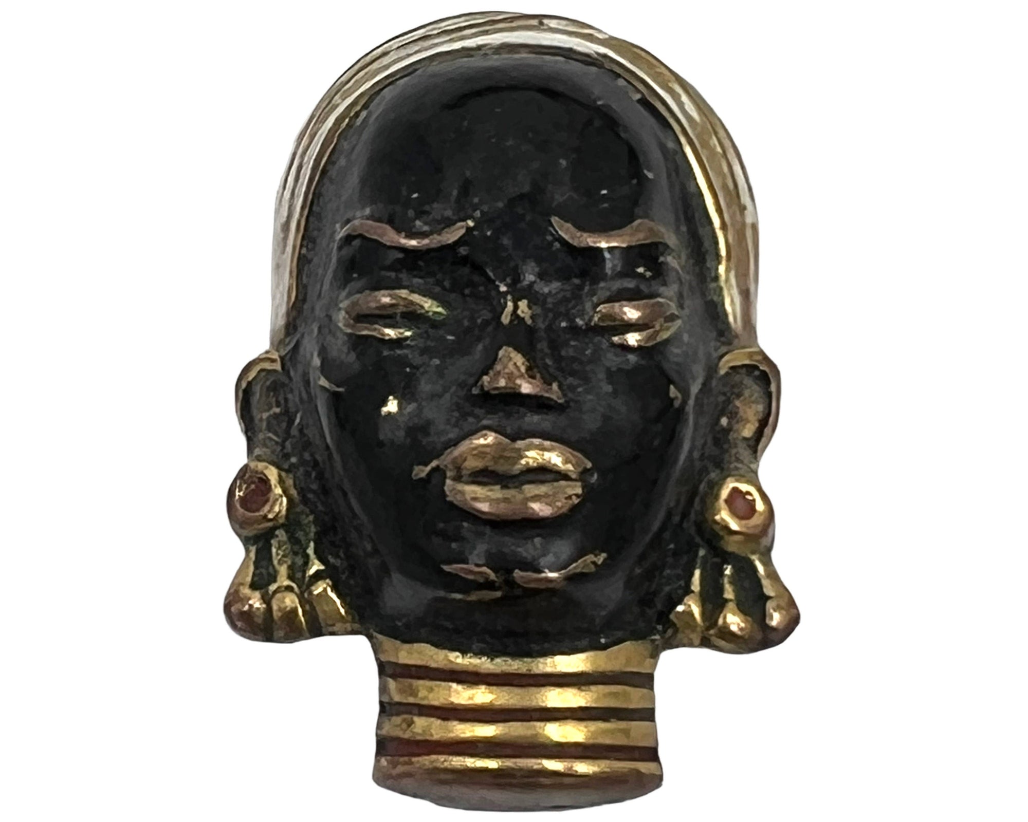 Vintage 1940s 50s African Head Earrings Possibly Selro Face - Poppy's Vintage Clothing