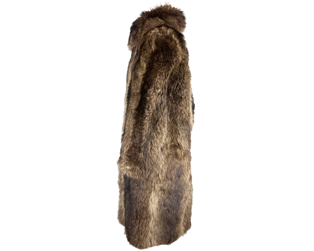 Antique 1910s 1920s Mens Raccoon Fur Coat Ivy League Football Fan Size L - Poppy's Vintage Clothing