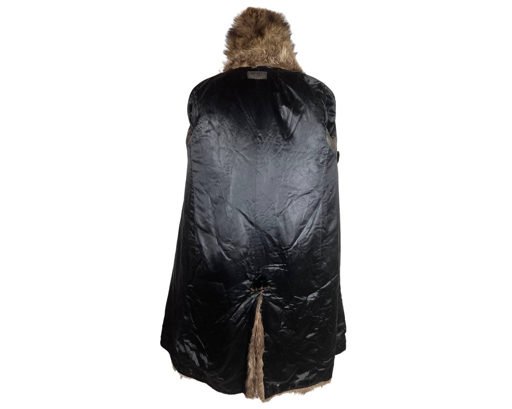 Antique 1910s 1920s Mens Raccoon Fur Coat Ivy League Football Fan Size L - Poppy's Vintage Clothing