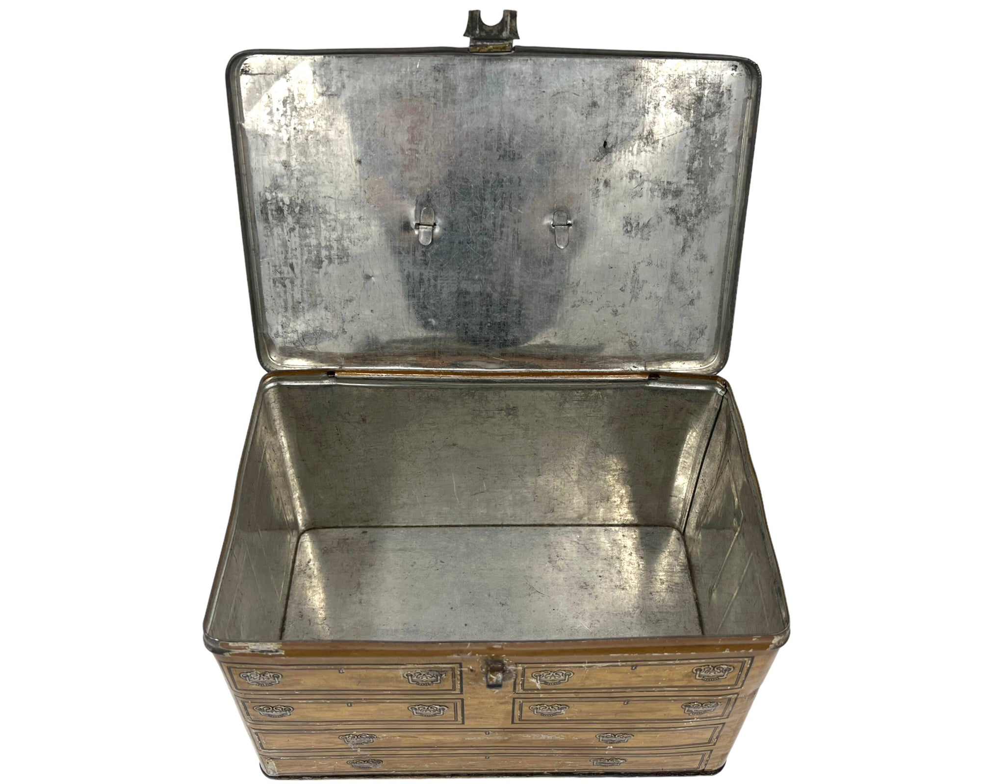 Antique Tin Litho Biscuit Chest of Drawers Dresser - Poppy's Vintage Clothing