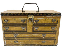 Antique Tin Litho Biscuit Chest of Drawers Dresser - Poppy's Vintage Clothing