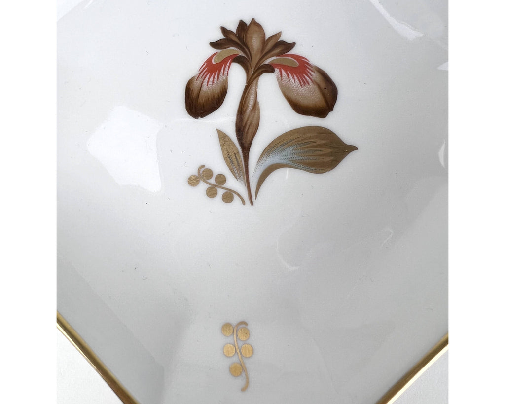 Vintage 1957 Royal Copenhagen Porcelain Brown Iris Octagonal Dish 6 1/8 - Poppy's Vintage Clothing