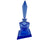 Vintage 1930s Czech Blue Crystal Glass Perfume Bottle w Base - Poppy's Vintage Clothing