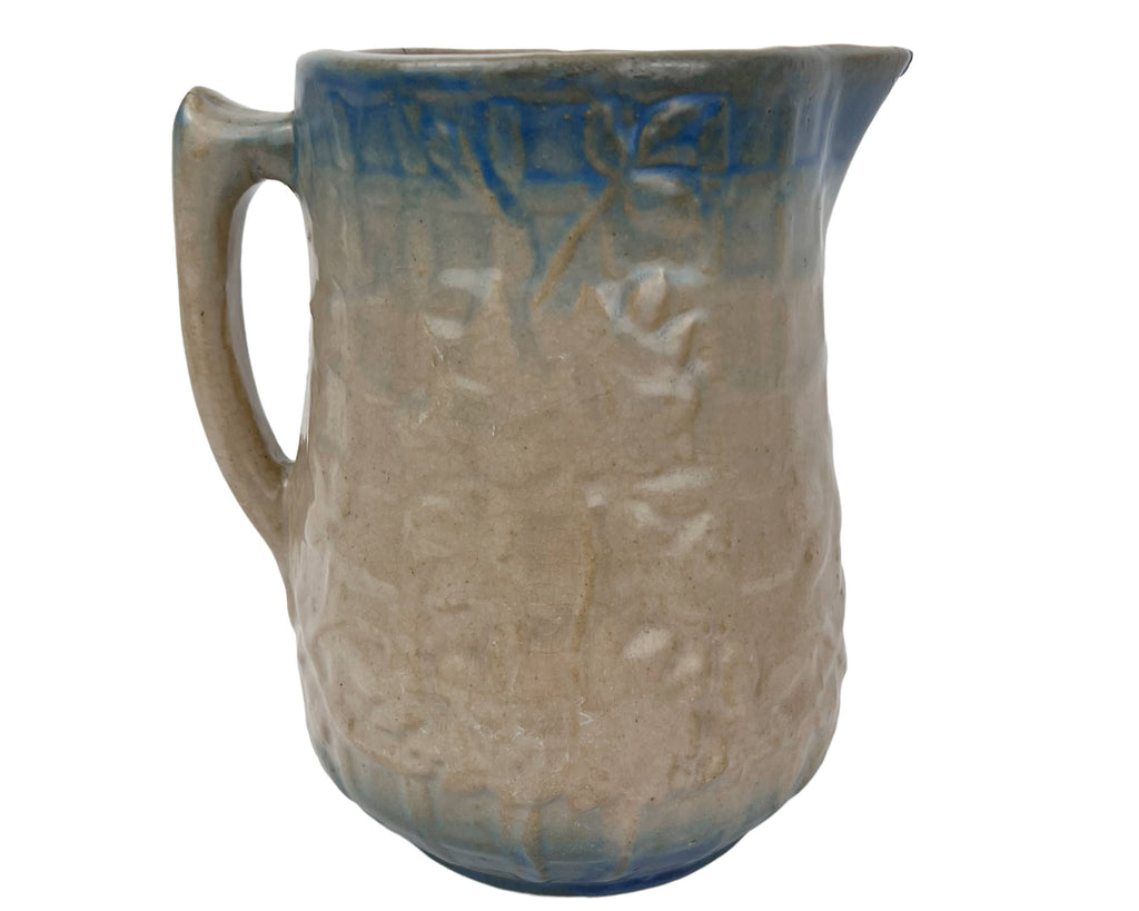 Antique Yelloware Stoneware Jug Rose on a Trellis Pitcher Rural Primitive - Poppy's Vintage Clothing