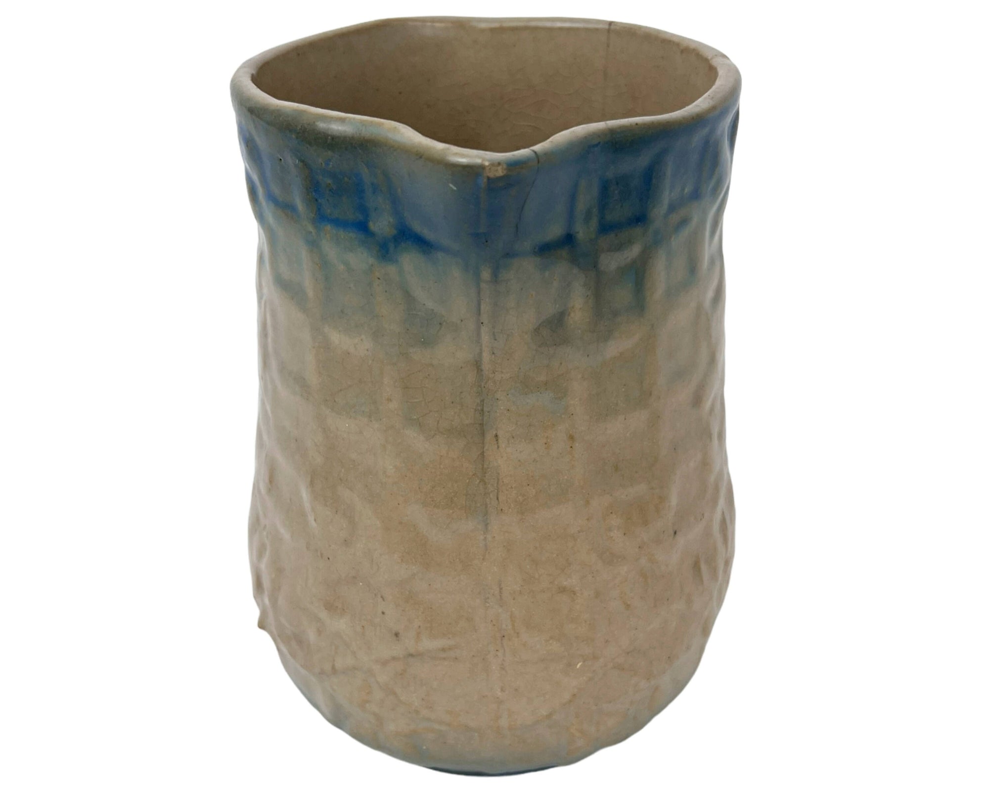 Antique Yelloware Stoneware Jug Rose on a Trellis Pitcher Rural Primitive - Poppy's Vintage Clothing