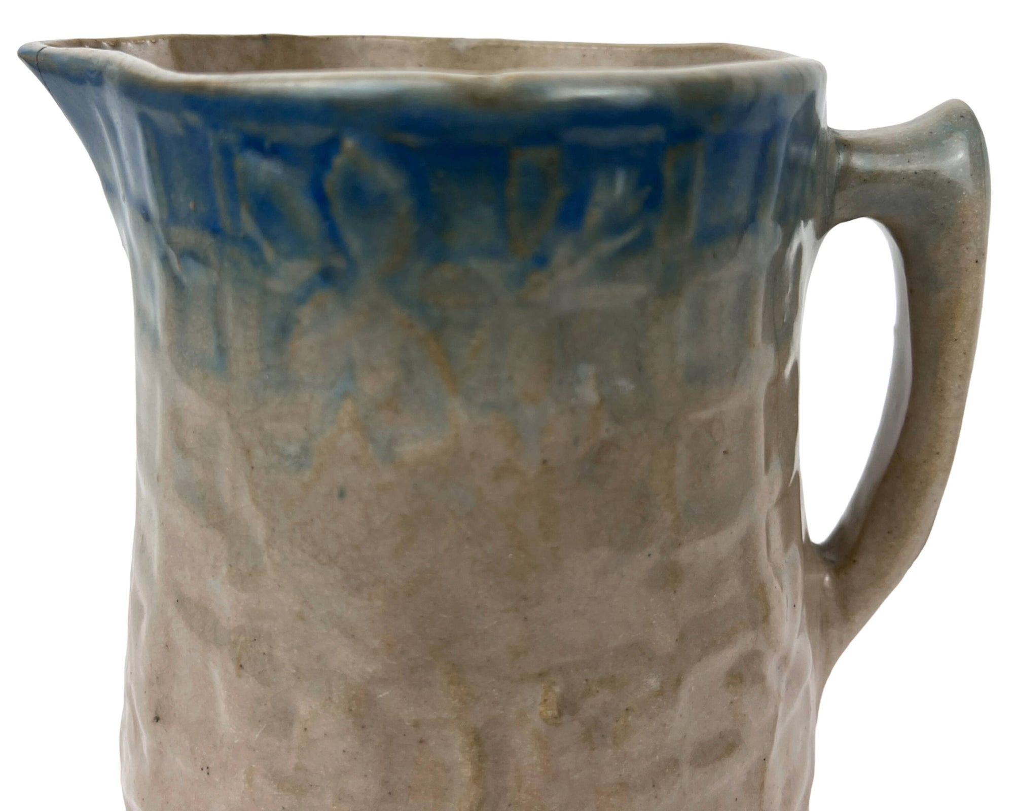 Antique Yelloware Stoneware Jug Rose on a Trellis Pitcher Rural Primitive - Poppy's Vintage Clothing