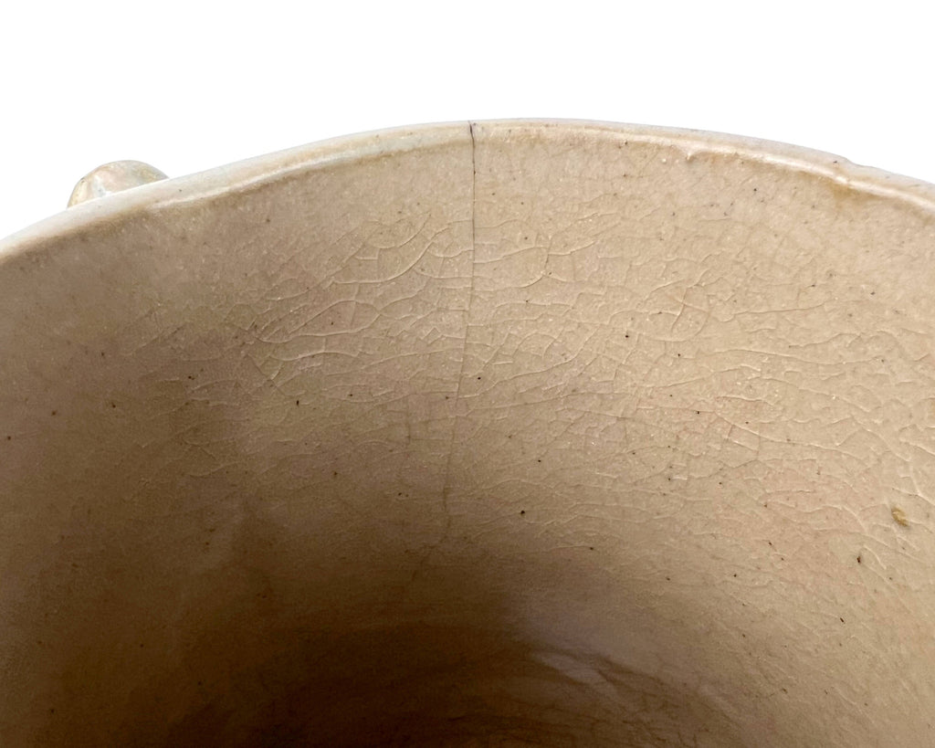 Antique Yelloware Stoneware Jug Rose on a Trellis Pitcher Rural Primitive - Poppy's Vintage Clothing