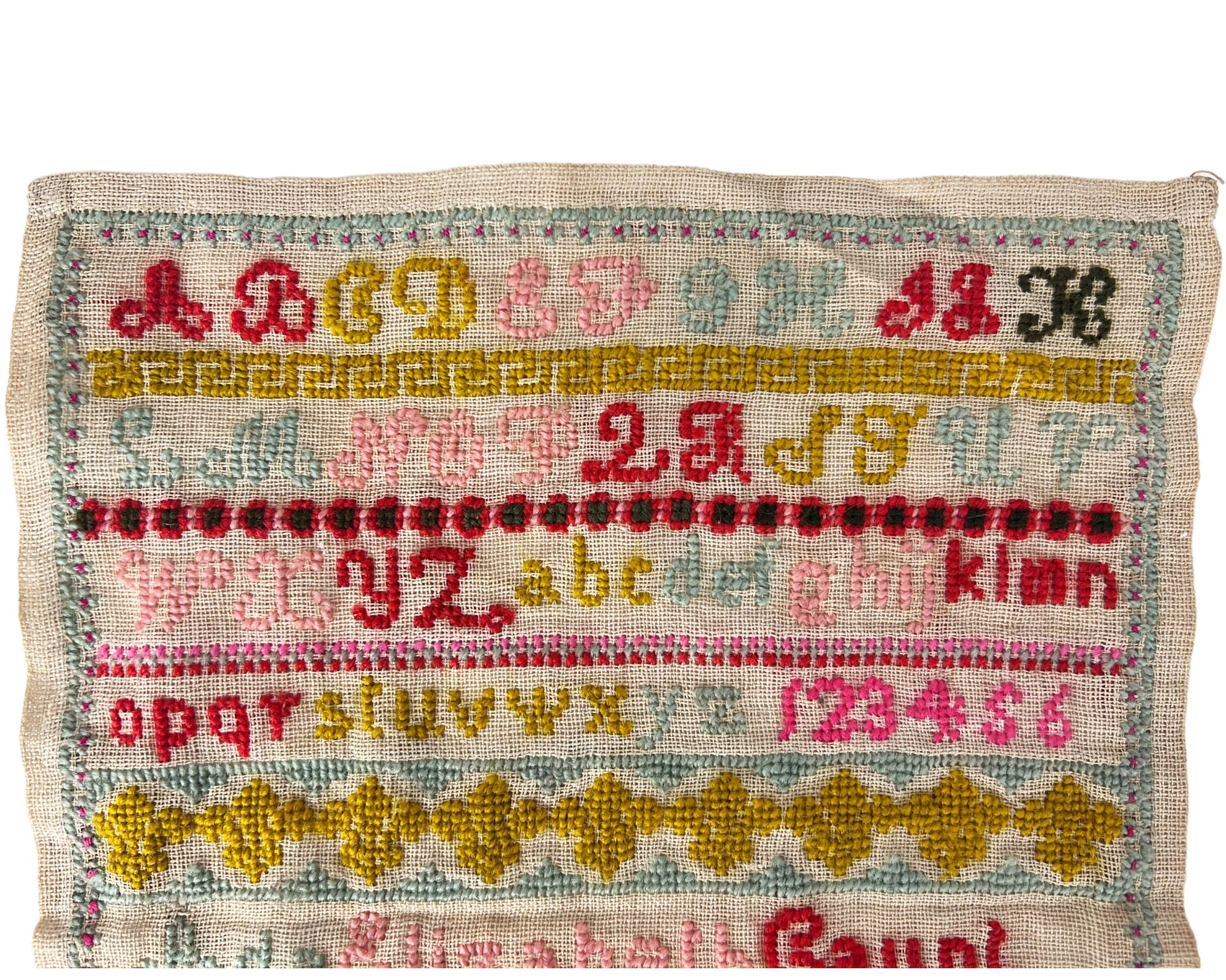 Antique 19th c Samplers by Ada Elizabeth Gaunt Needlework Embroidery 1886 - 1887 - Poppy's Vintage Clothing