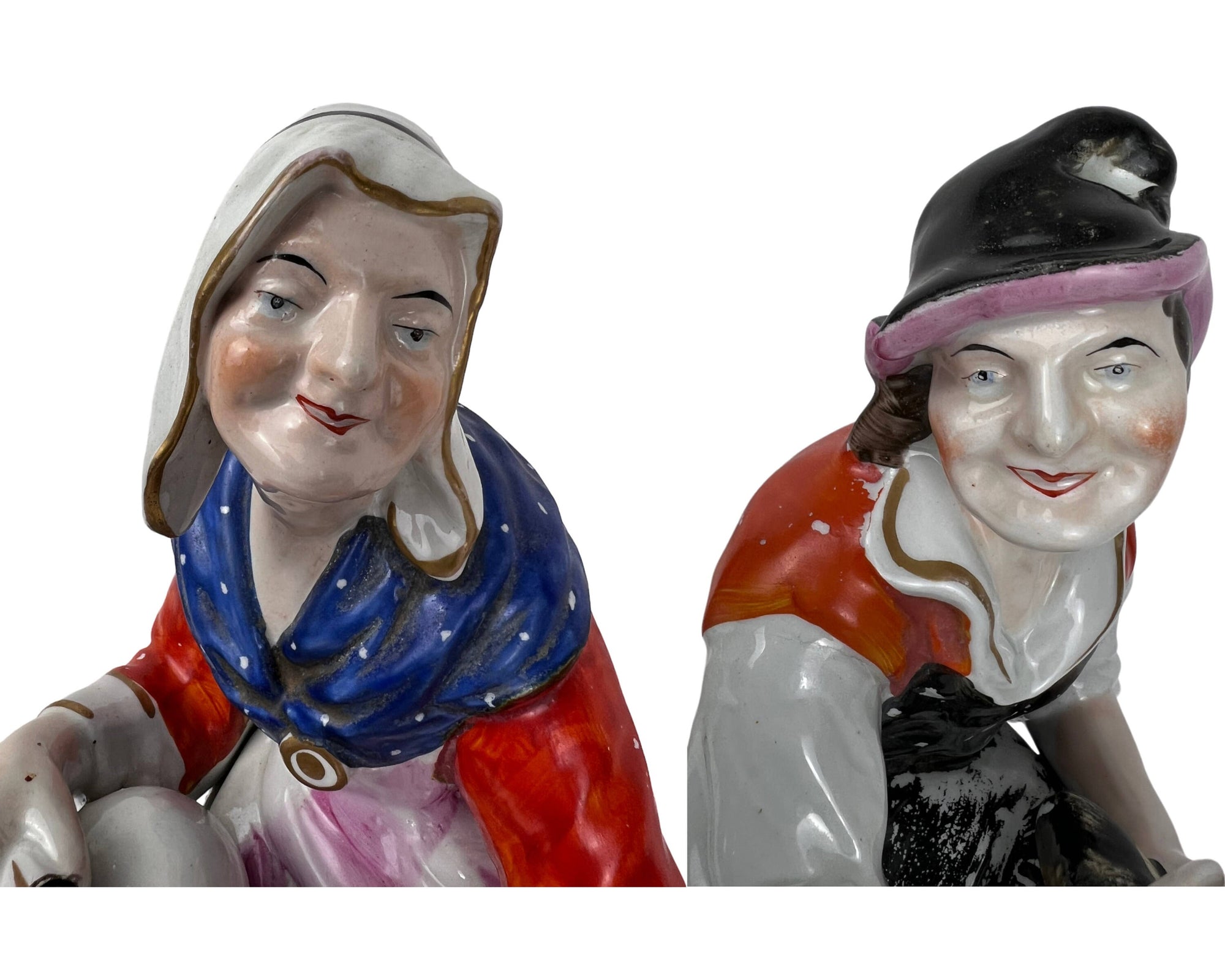 Large Antique Staffordshire Pottery Figures Cobbler Jobson & Wife Nell 19th c 12 - Poppy's Vintage Clothing