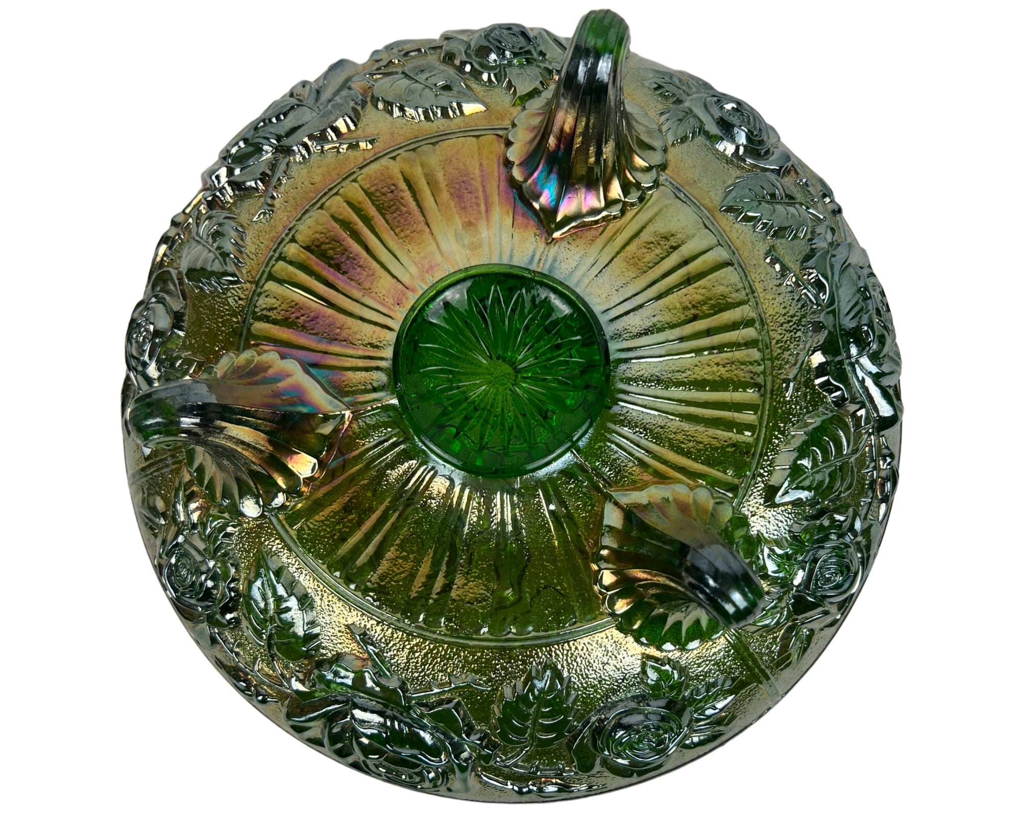 Antique Imperial Carnival Glass Lustre Rose Centrepiece Float Bowl Open Rose American Beauties - Poppy's Vintage Clothing