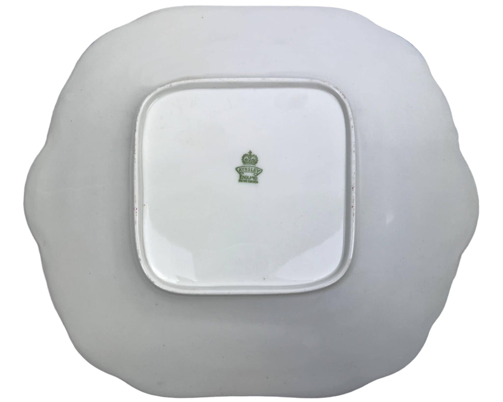 Vintage 1930s Aynsley Bone China Square Cake Plate Bluebell Time w Blue Trim - Poppy's Vintage Clothing