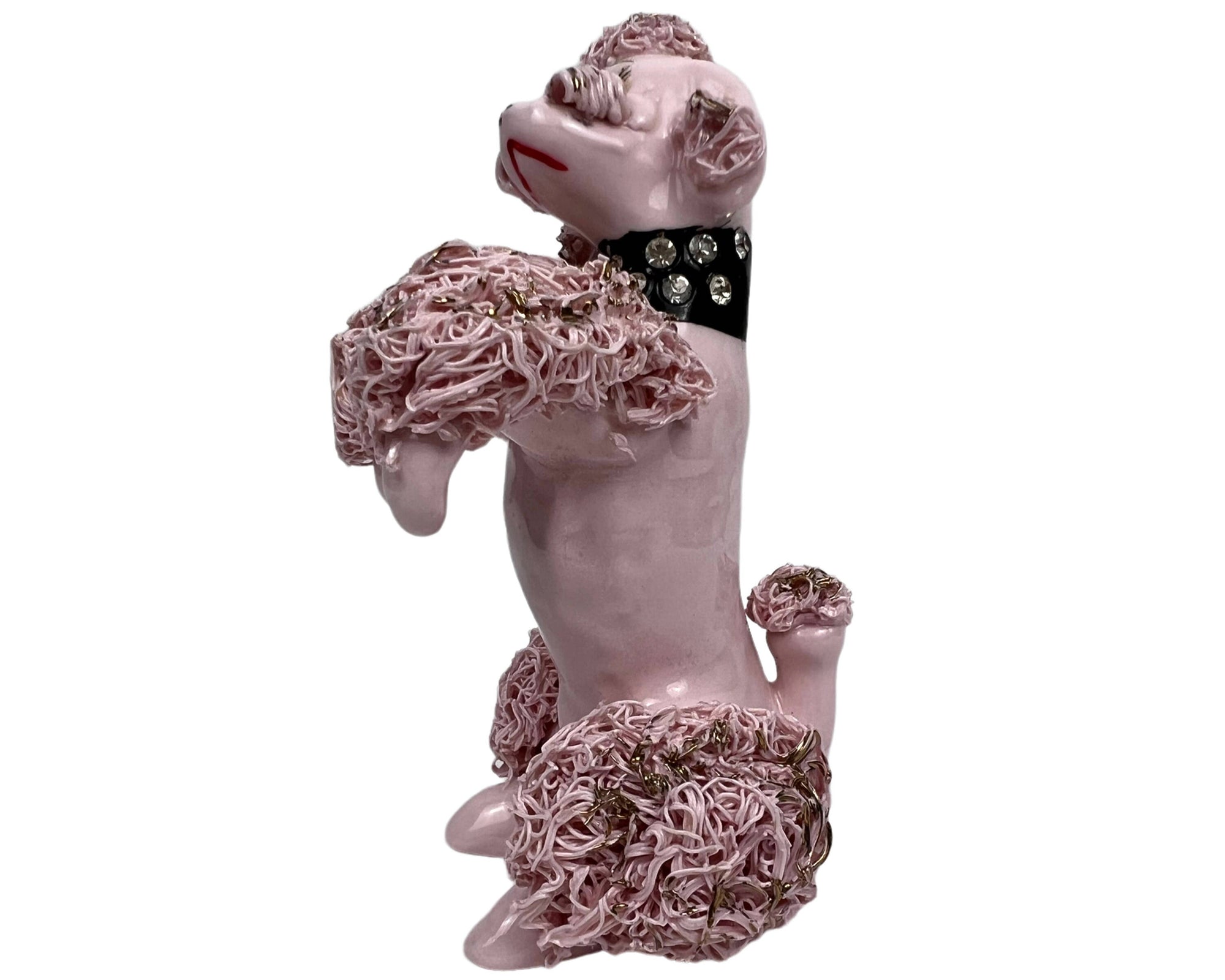 Vintage Pink Spaghetti Poodle Dog Figurine Standing on Hind Legs 5 - Poppy's Vintage Clothing
