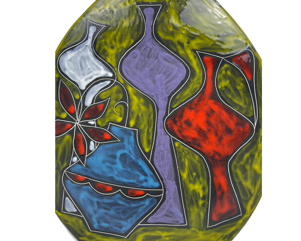 Large Mid Century Modern Raymor Centrepiece Bowl Italian Pottery Wall Plaque Fantoni Era - Poppy's Vintage Clothing