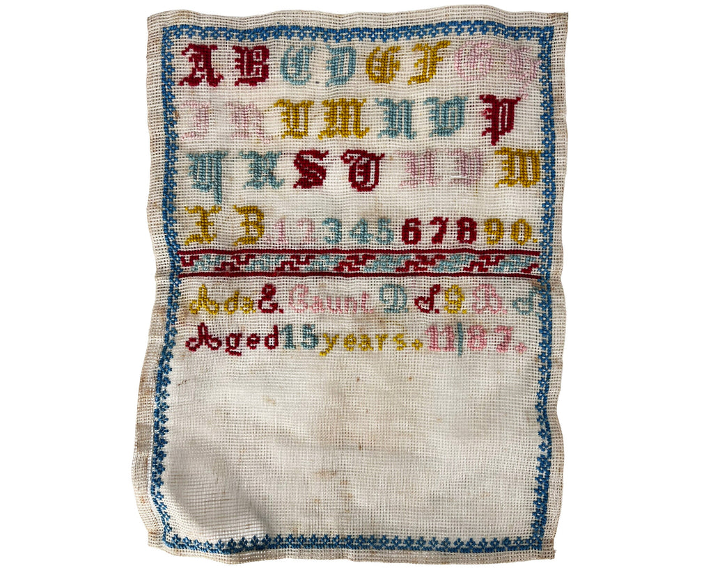 Antique 19th c Samplers by Ada Elizabeth Gaunt Needlework Embroidery 1886 - 1887 - Poppy's Vintage Clothing