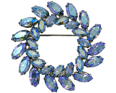 Vintage 1950s Unsigned Sherman AB Rhinestone Brooch Aurora Borealis - Poppy's Vintage Clothing