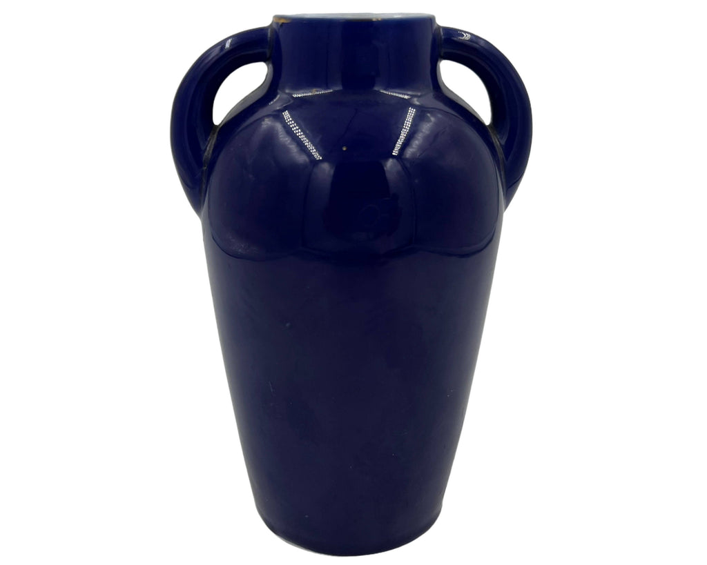 Antique Cobalt Blue Vase Horse and Rider Wheelock Dresden China Germany - Poppy's Vintage Clothing