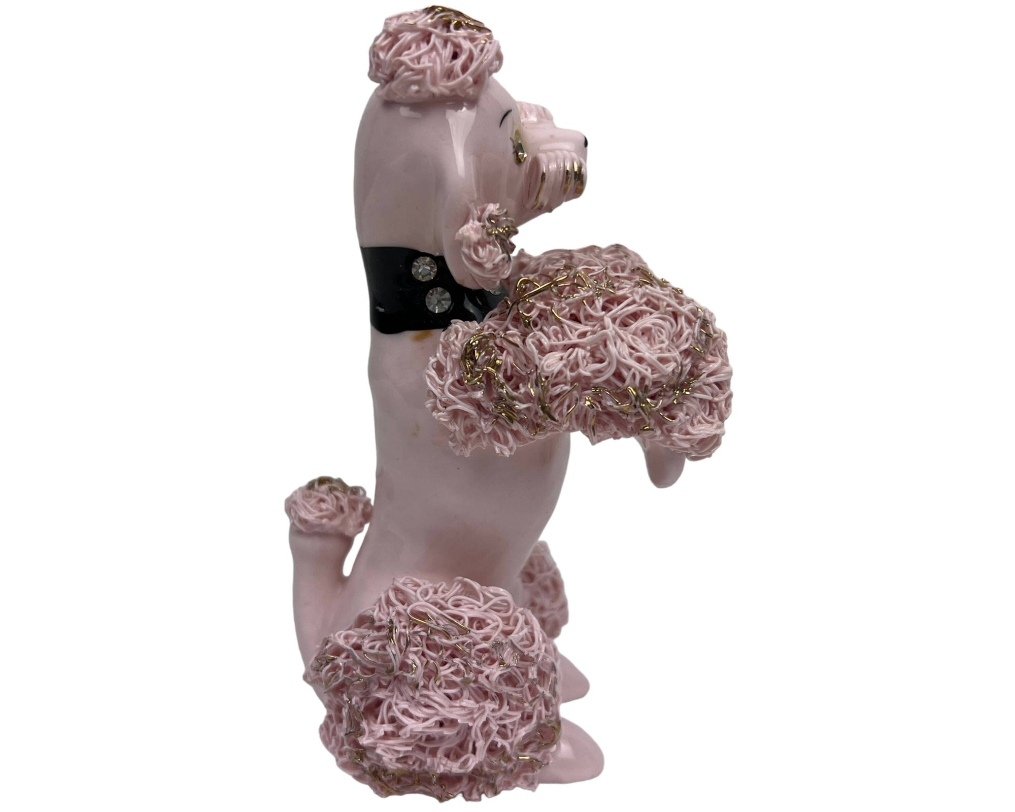 Vintage Pink Spaghetti Poodle Dog Figurine Standing on Hind Legs 5 - Poppy's Vintage Clothing