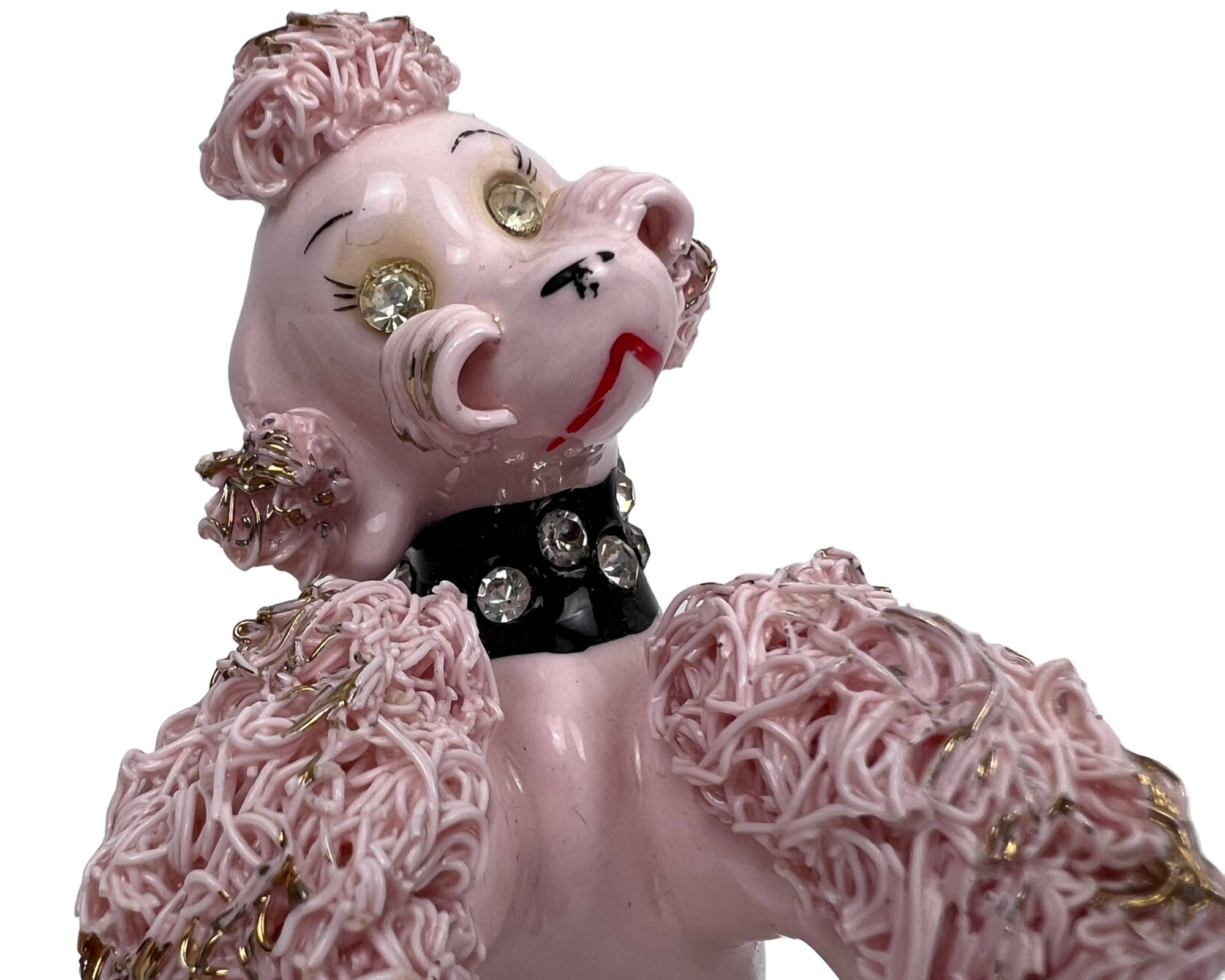 Vintage Pink Spaghetti Poodle Dog Figurine Standing on Hind Legs 5 - Poppy's Vintage Clothing
