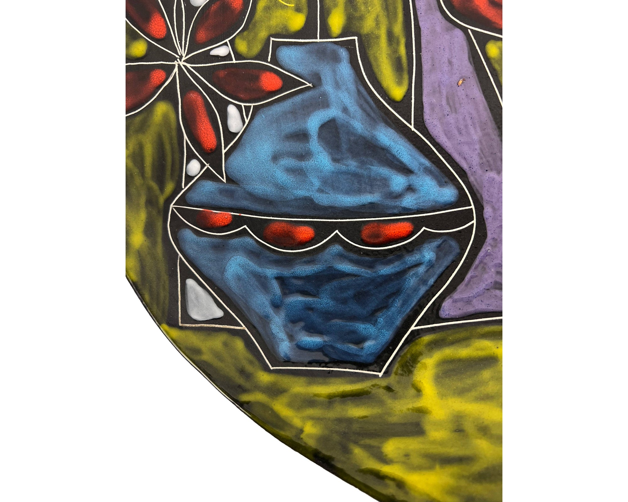 Large Mid Century Modern Raymor Centrepiece Bowl Italian Pottery Wall Plaque Fantoni Era - Poppy's Vintage Clothing