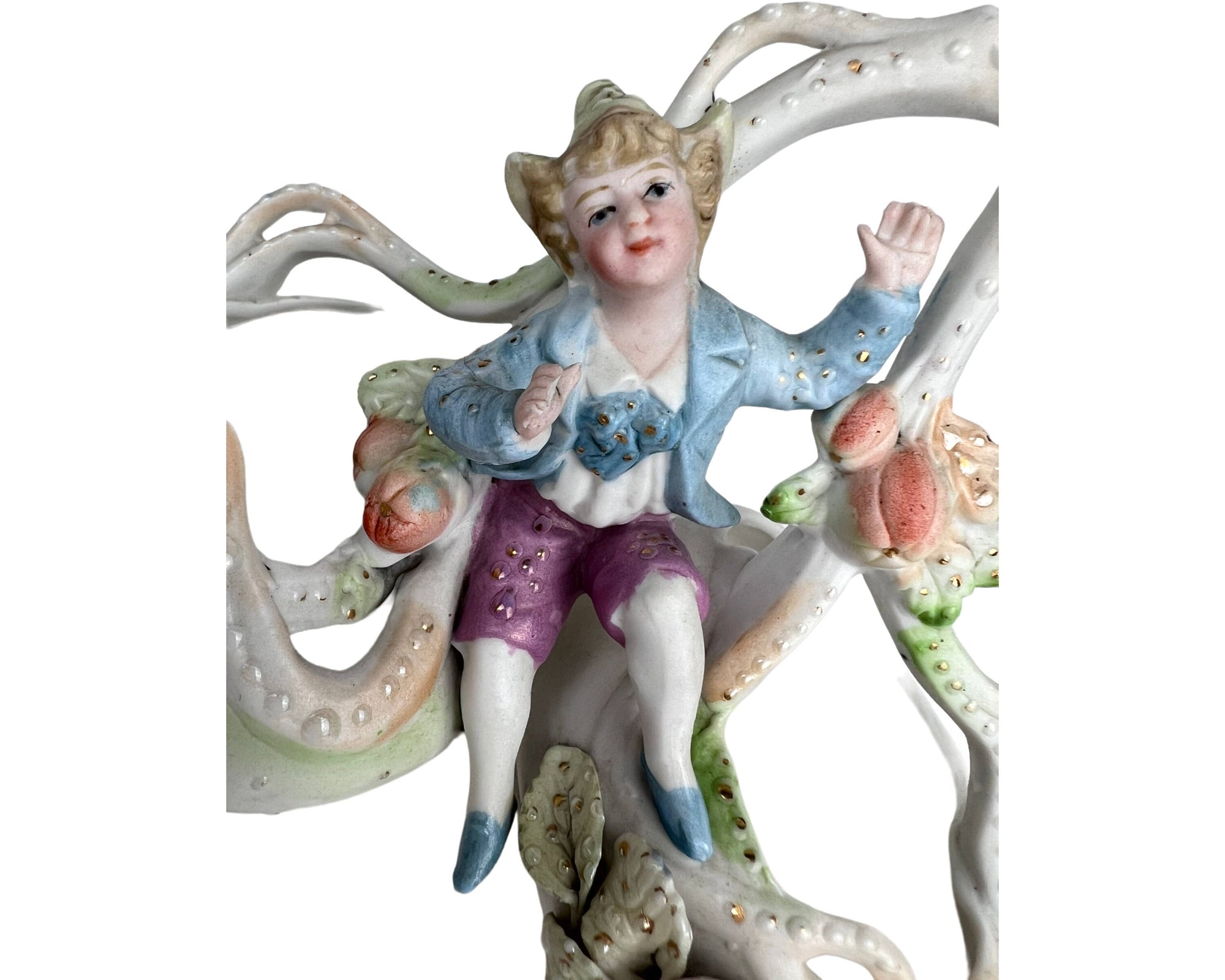 Antique Figural Bisque Planter with Dutch Boy Figurine - Poppy's Vintage Clothing