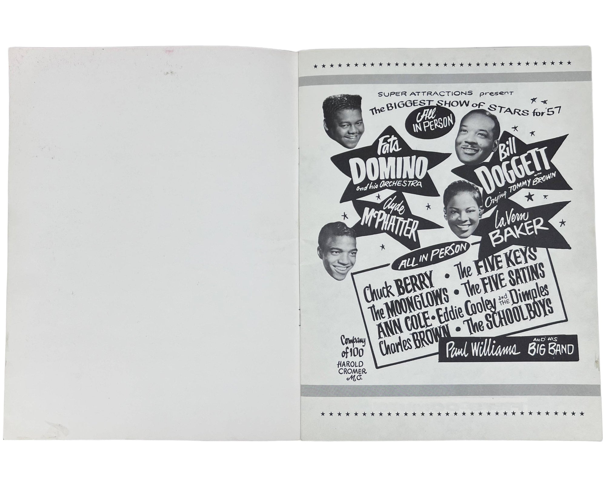 Vintage 1957 Concert Tour Program Biggest Show of Stars for 57 RnR RnB Doo Wop Soul Artists Chuck Berry - Poppy's Vintage Clothing